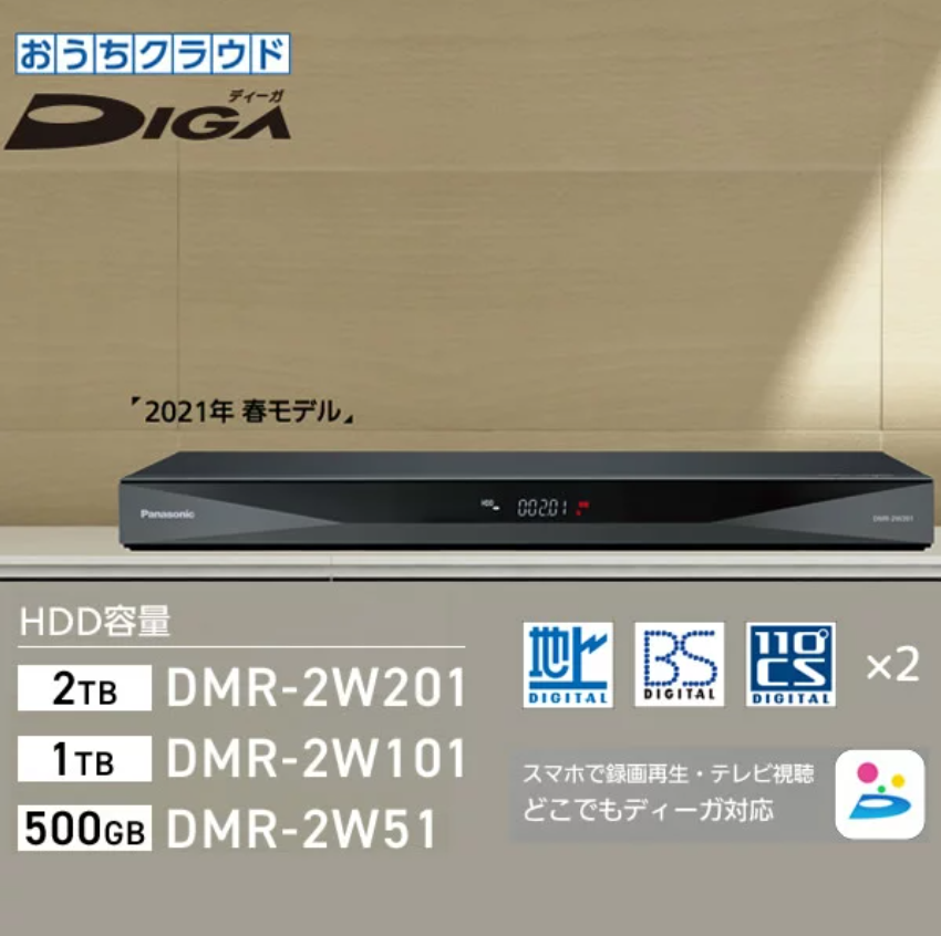 2021年製！Panasonic ブルーレイレコーダーDMR-2W50 Panasonic パナソニック DMR-2W50 2021年製 ブルーレイディスク