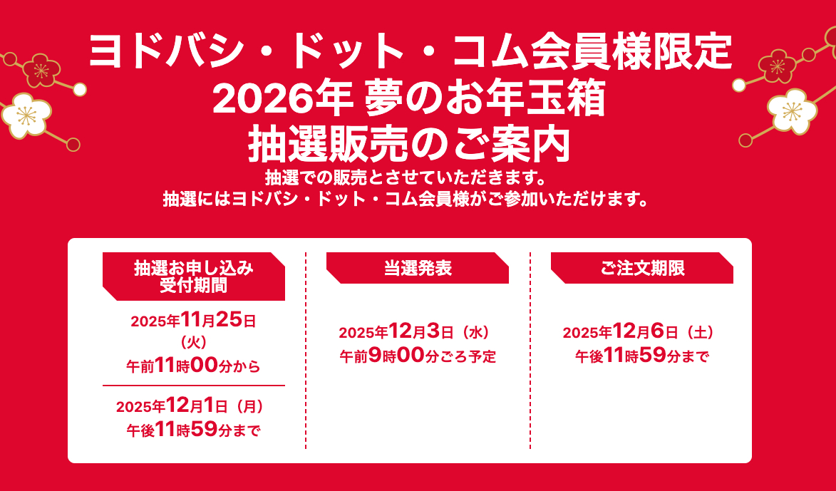 ヨドバシ福袋2026】ラインナップ一覧と当選確率をアップさせる方法