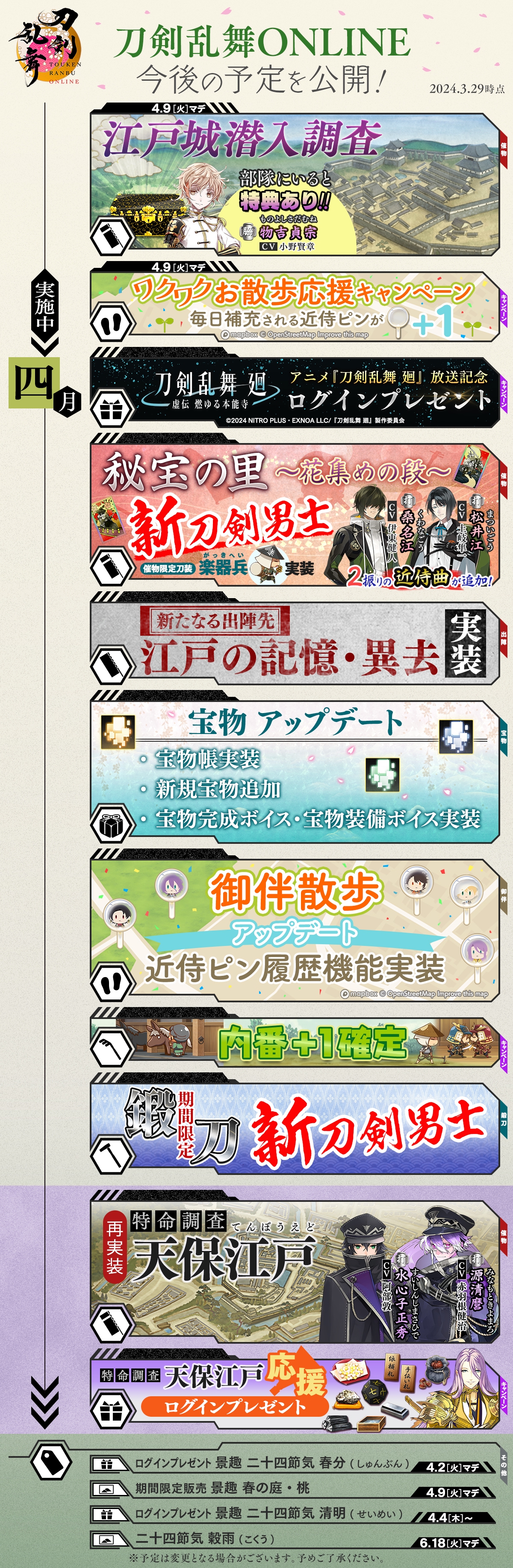 刀剣乱舞】2024年4月のイベント予定と今から準備しておくと良いこと